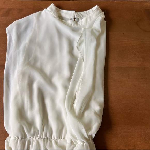 MOUSSY Chiffon Cinched Waist Blouse Ivory - Picture 3 of 13
